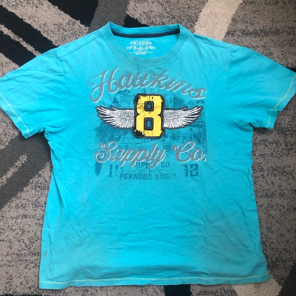 Arizona Jean Company Turquoise Graphic Tee with Yellow Accent